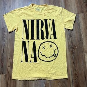 Nirvana women’s graphic t-shirt, size S, nwot, 100% cotton, soft, yellow